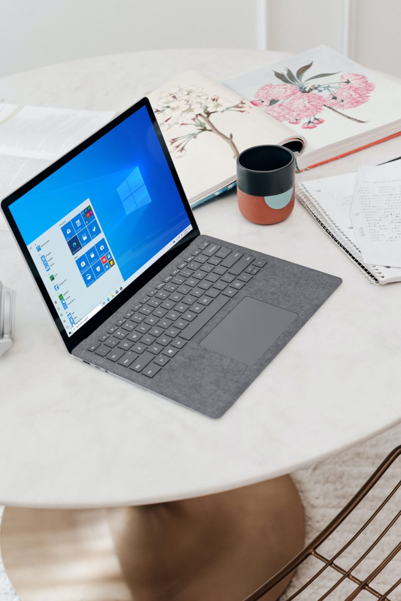 gray microsoft surface laptop computer on white table, Hybrid Office with Microsoft 365