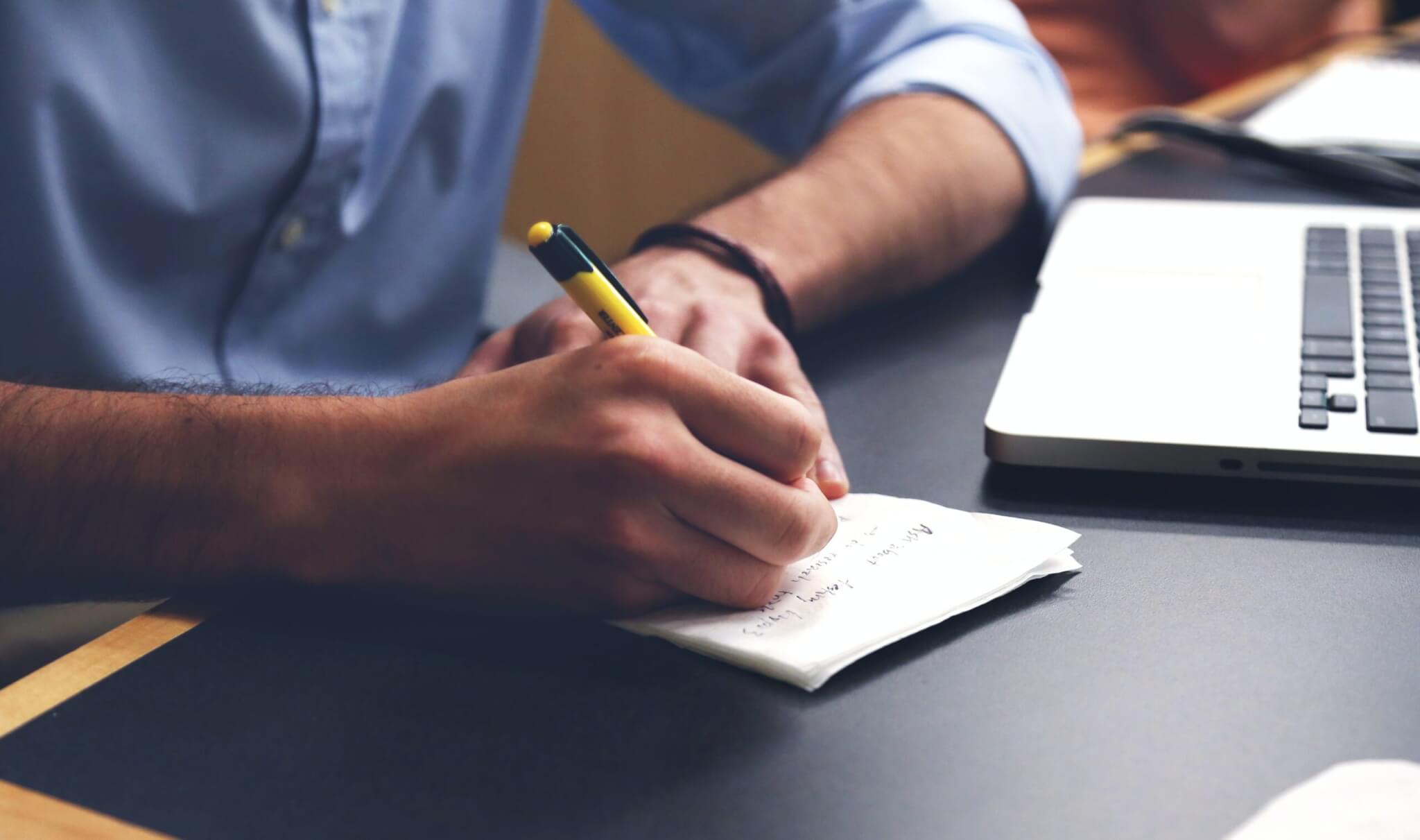 Free Person Writing on Paper Using Yellow and Black Pen Stock Photo, small business preparedness